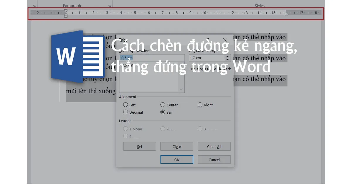 1 số cách chèn đường ngang hoặc dọc trong Word