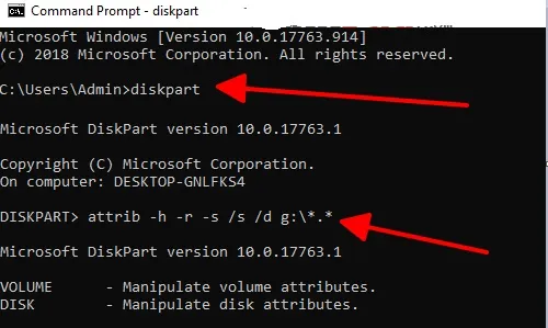 Hiện file ẩn trong USB bằng phần mềm Command Prompt