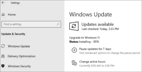 Nâng cấp Windows 11 thông qua Windows Update