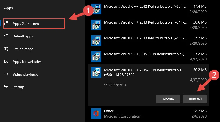 Cài lại phần mềm Microsoft Visual C++ để sữa lỗi MSVCP140.dll is missing - Ảnh 1