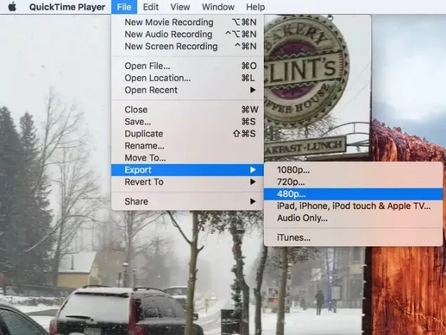 QuickTime Player - Phần mềm giảm dung lượng video đơn giản
