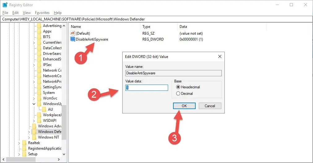 Vô hiệu hóa Windows Defender bằng Registry - Ảnh 2