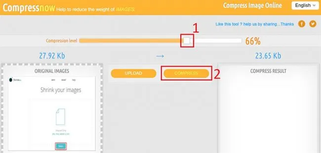 giảm kích thước ảnh bằng Compressnow
