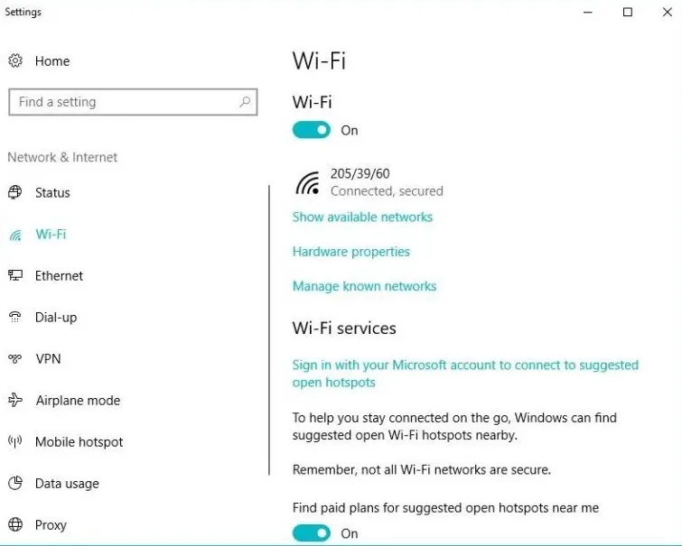 Mở Open Network & Internet Settings rồi chọn Wi-Fi