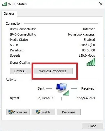 Chọn Wireless Properties