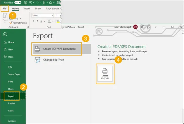 Chuyển file Excel sang PDF bằng cách xuất file Excel dưới dạng PDF