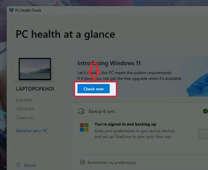 pc health check windows 11