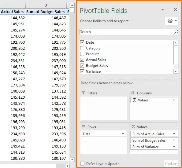 Pivot table