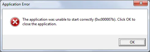 Lỗi "The application was unable to start (0xc000007b)"